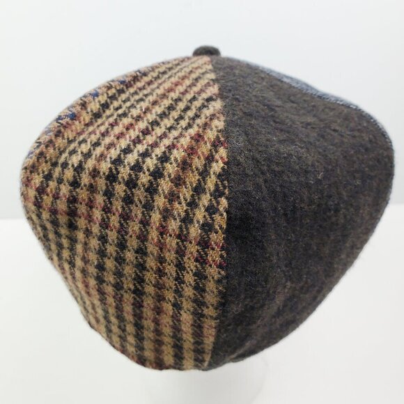 Scala Newsboy Cap Hat Vintage Houndstooth Dorfman Pacific Wool Blend Large - Picture 6 of 11